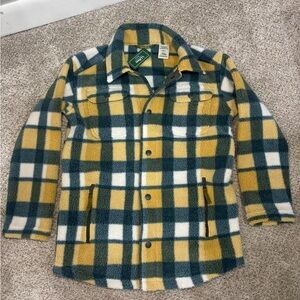 NWT L.L.Bean Kids' Cozy Fleece Shirt Jacket Plaid Cozy Warm 6X/7 Little boy